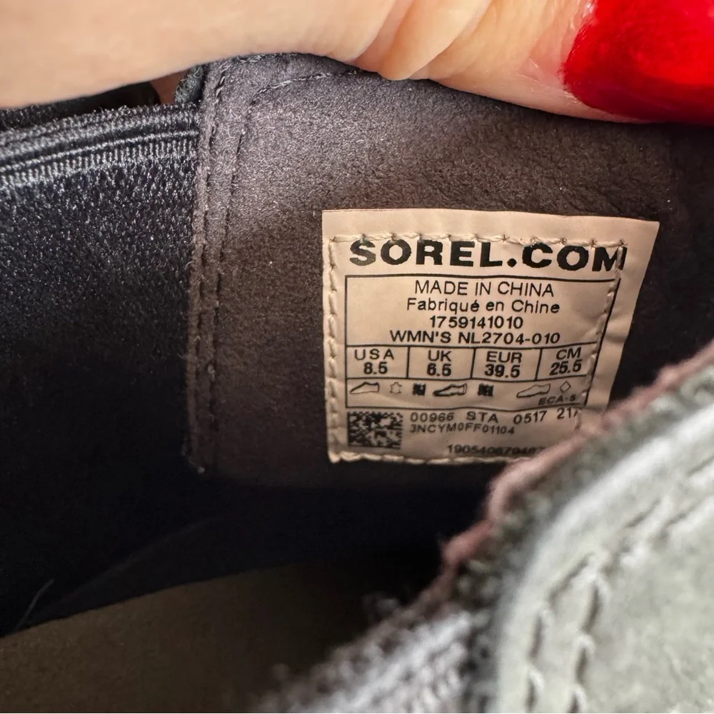 Sorel Black Leather Lea Wedge Booties Ankle Boots 8.5
